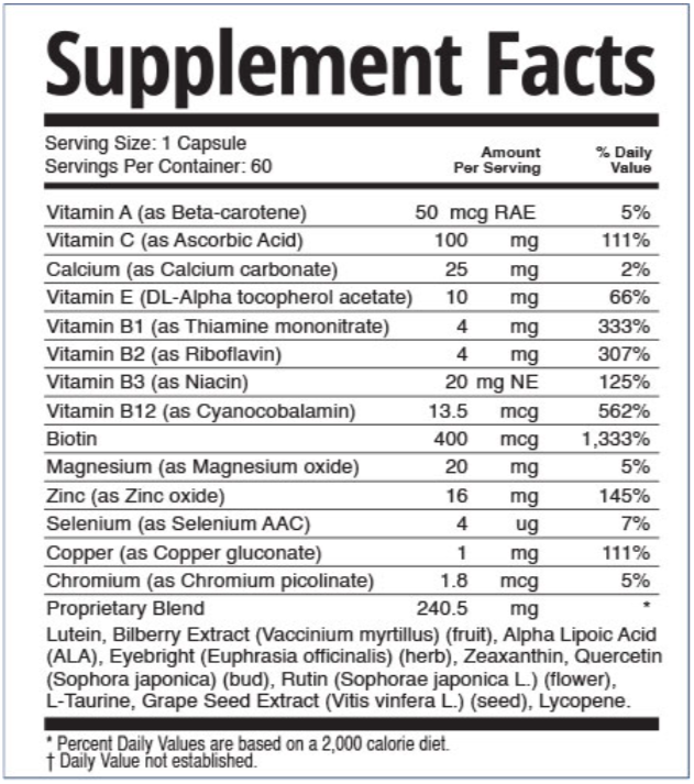 TheyaVue Supplement facts